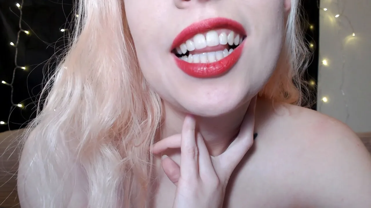 NovaSin – Showing Off Teeth in Lipstick Blowjob Tease